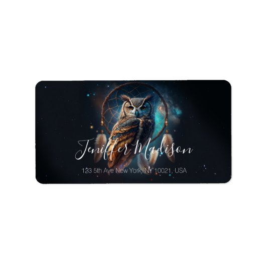 Mystical Space Owl with Dreamcatcher Art        ラベル (正面)