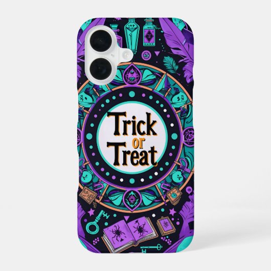 Mystical Spellbook Trick or Treat Halloween Design iPhone 16ケース (裏面)