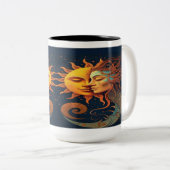 Mystical Sun & Moon Mug – Celestial Art Coffee Cup ツートーンマグカップ (正面右)
