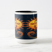 Mystical Sun & Moon Mug – Celestial Art Coffee Cup ツートーンマグカップ (中央)