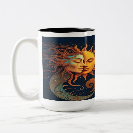 Mystical Sun & Moon Mug – Celestial Art Coffee Cup ツートーンマグカップ (左)