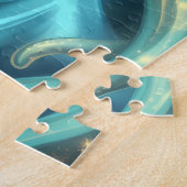 Mystical Teal Goddess with Radiant Ember Eyes ジグソーパズル (側面)