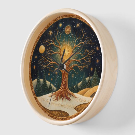 Mystical Tree and Stars 壁時計 (傾斜)
