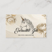 Mystical Unicorn Elegant Gold Floral Tattoo Artist 名刺 (正面)