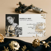 Mystical Unicorn Elegant Gold Floral Tattoo Artist 名刺