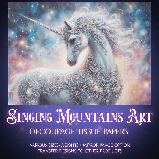 Mystical Unicorn Galaxy Decoupage 薄葉紙