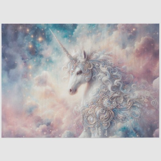 Mystical Unicorn Galaxy Sky Decoupage  薄葉紙 (正面)