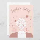 Mystical Universe 50th Birthday Musk Pink Coasters 招待状 (正面/裏面)