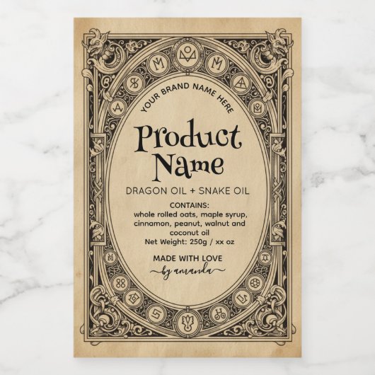 Mystical Vertical Elixirs Apothecary Style Labels ワインラベル (シングルラベル)