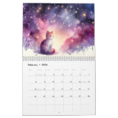 Mystical Watercolor Celestial Cats 2026 Wall カレンダー (2月 2026)