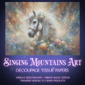 Mystical White Horse Celestial Art Decoupage 薄葉紙