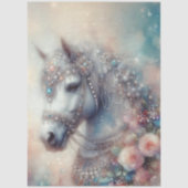Mystical White Horse Floral Craft Decoupage 薄葉紙 (正面)