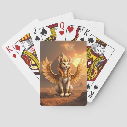 Mystical Winged Cat Sphinx – Egyptian Fantasy Art. トランプ (裏面)