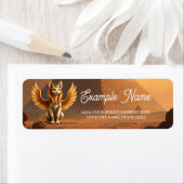 Mystical Winged Cat Sphinx – Egyptian Fantasy Art. ラベル (インサイチュ)