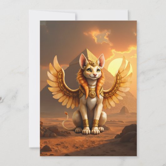 Mystical Winged Cat Sphinx – Egyptian Fantasy Art. 招待状 (裏面)