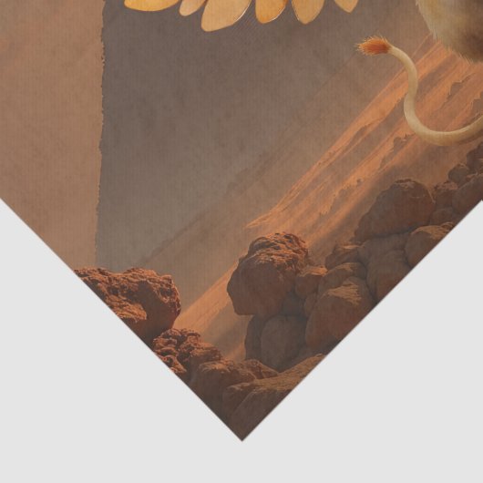 Mystical Winged Cat Sphinx – Egyptian Fantasy Art. 薄葉紙 (詳細)