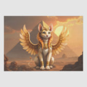 Mystical Winged Cat Sphinx – Egyptian Fantasy Art. 薄葉紙 (正面)