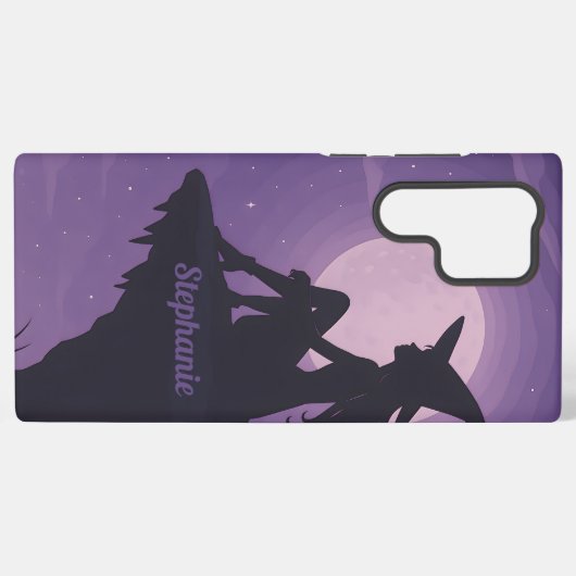 Mystical Witch Silhouette Under Moonlight Gift Samsung Galaxyケース (裏面横)