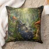 Mystical wizard and glowing firefly throw pillow d クッション (ブランケット)