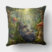 Mystical wizard and glowing firefly throw pillow d クッション (裏面)