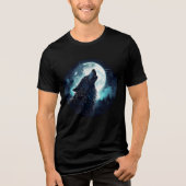 Mystical Wolf Howling at Full Moon トライブレンドＴシャツ (正面)