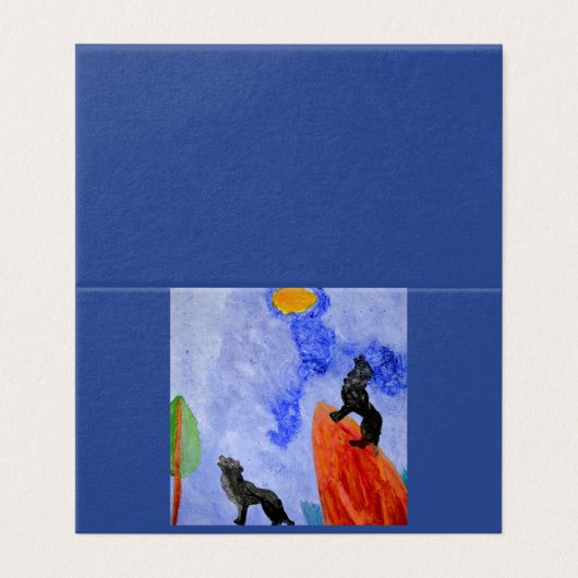 Mystical Wolf Night Watercolor Folded Card (外部フラット)