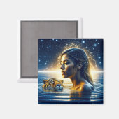 Mystical Woman Swimming with Tiger マグネット (正面/裏面)