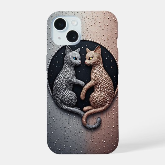Mystical Yin Yang Cats ✨ Dripping Dark Aestetic iPhone 15ケース (裏面)