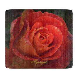 Mystique Dark Botanical Red Orange Rose Board カッティングボード