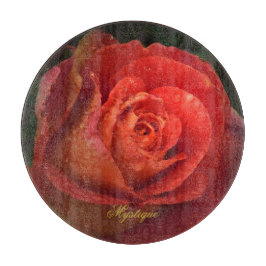 Mystique Dark Botanical Red Orange Rose Board カッティングボード