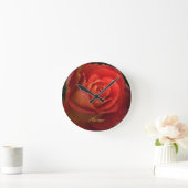 Mystique Dark Botanical Red Orange Rose Clock ラウンド壁時計 (ホーム)