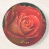Mystique Dark Botanical Red Orange Rose Coaster コースター (正面)