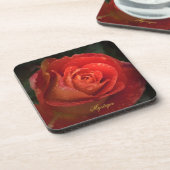 Mystique Dark Botanical Red Orange Rose Coaster コースター (左側)