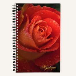 Mystique Dark Botanical Red Orange Rose Journal ノートブック