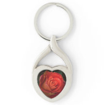 Mystique Dark Botanical Red Orange Rose Keyring