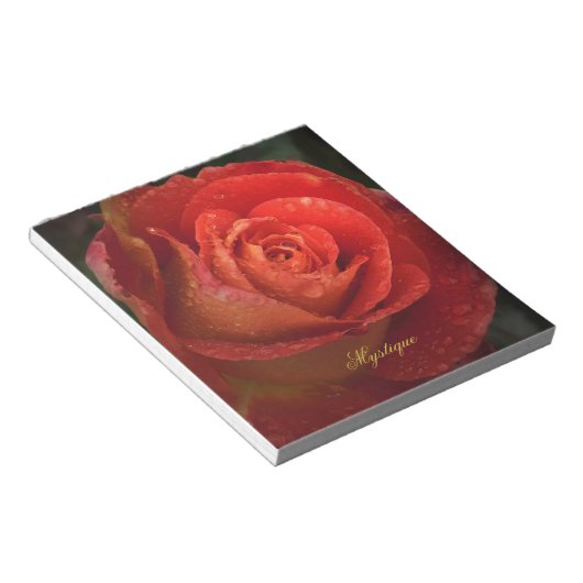 Mystique Dark Botanical Red Orange Rose Notepad ノートパッド (アングル)