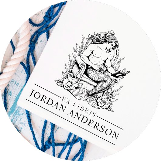 Mythic 男らし Merman Ex Libris Libraryブック ラバースタンプ