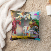 Mythical and Prehistoric Pegasus, Dragon, Dinosaur クッション (ブランケット)