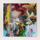 Mythical and Prehistoric Pegasus, Dragon, Dinosaur ジグソーパズル (横)