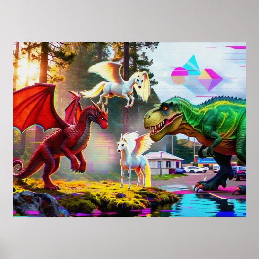 Mythical and Prehistoric Pegasus, Dragon, Dinosaur ポスター (正面)