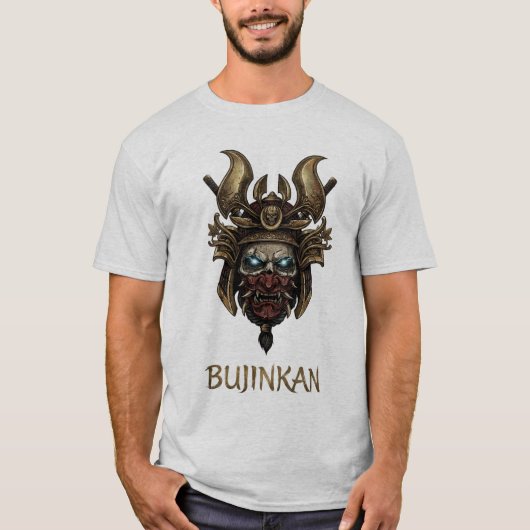 Mythical Bujinkan Samurai Mask Glowing Eyes Tee Tシャツ (正面)