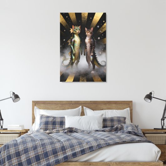 Mythical Cat-Dragon Creatures キャンバスプリント (インサイチュ (寝室))