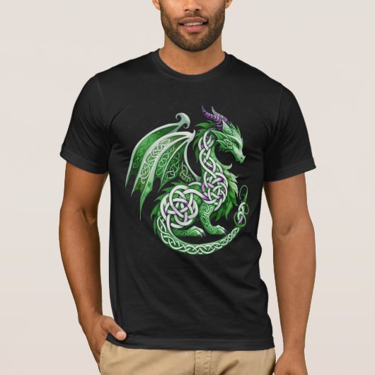 Mythical Celtic Green Dragon Fantasy Art Tシャツ (正面)