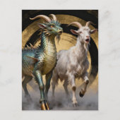 Mythical Dragon Goat Creatures Surprised ポストカード (正面)