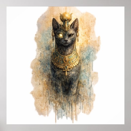 Mythical Egyptian Cat Ancient Fantasy Feline ポスター (正面)