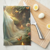 Mythical Girl in Forest Setting キッチンタオル (四つ折り)