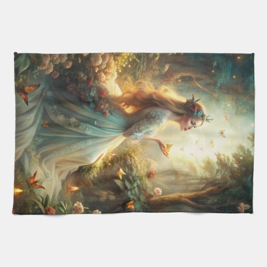 Mythical Girl in Forest Setting キッチンタオル (横)