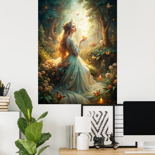Mythical Girl in Forest Setting ポスター (ホームオフィス)