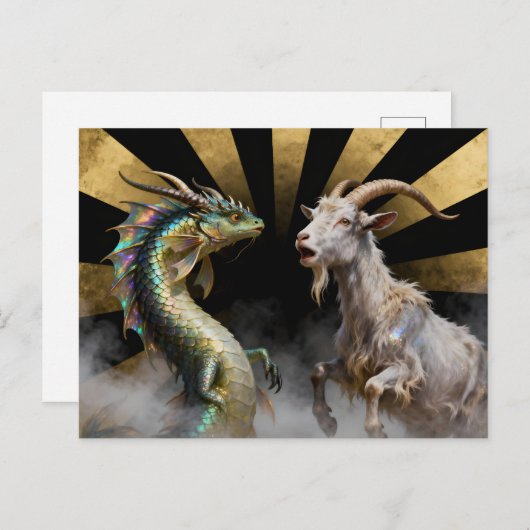 Mythical Goat-Dragon Creatures Surprised ポストカード (正面/裏面)