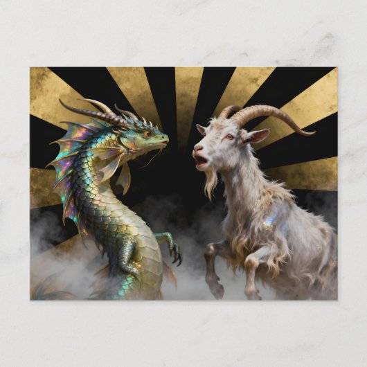 Mythical Goat-Dragon Creatures Surprised ポストカード (正面)